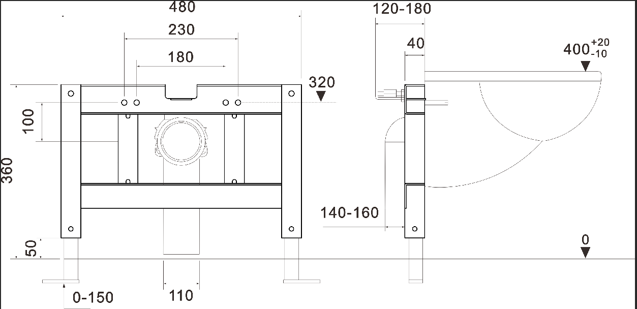 Рама крепления B001 подвесного ИМПУЛЬСНОГО унитаза Ceruttispa