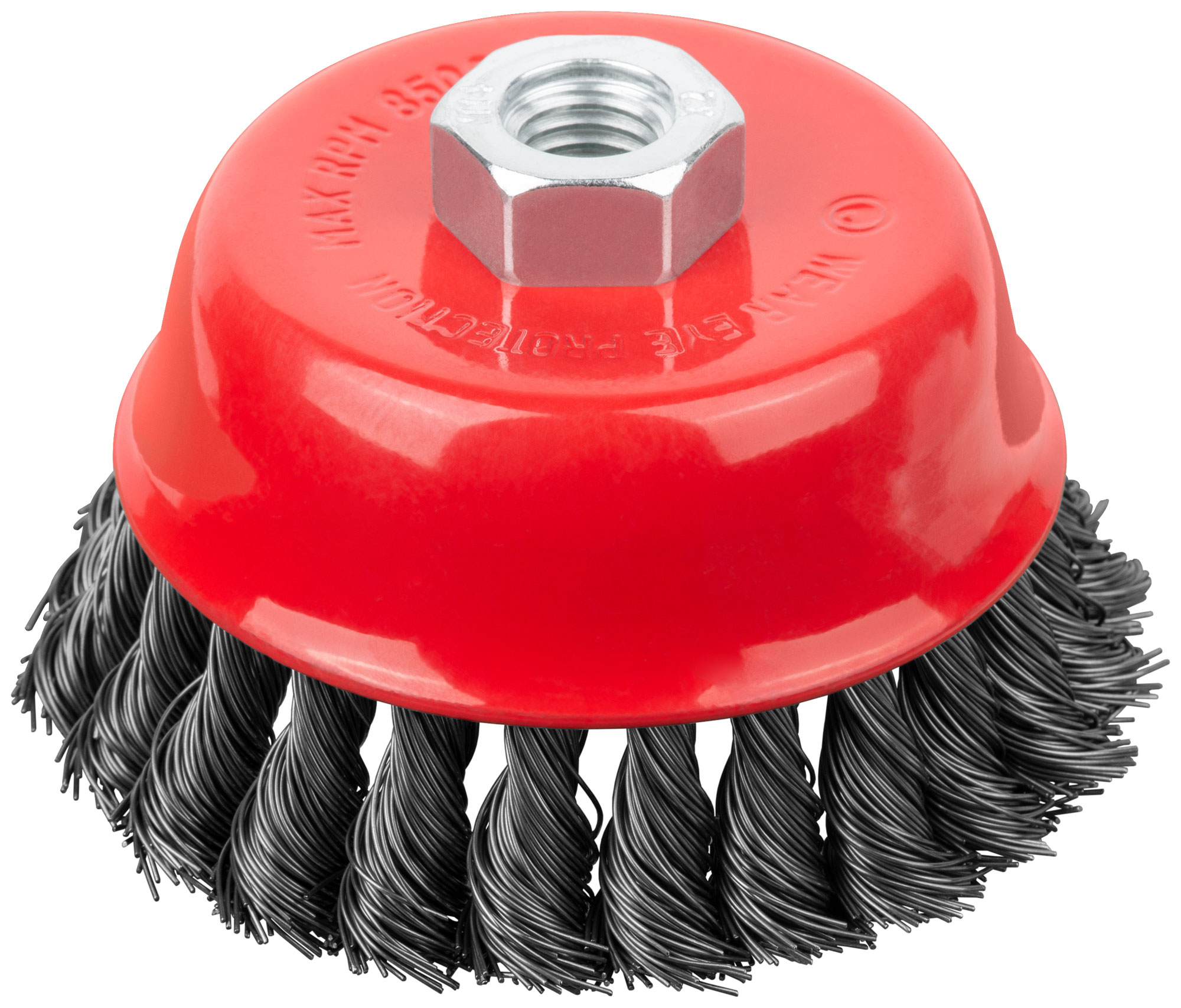 Корщетка-чашка, гайка М14, стальная витая проволока 100 мм