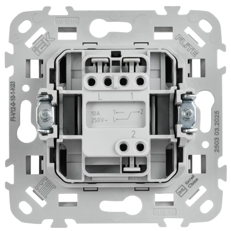 Выключатель проходной 1-кл. СП FLITE ВС61-1-0-ФлС 10А механизм сер. IEK FI-V12-0-10-1-K03