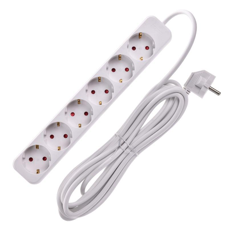 Удлинитель 6х5м 10А У06 ПВС 3х1 бел. UMA IEK UM-YP10-10-06-05-Z-K01