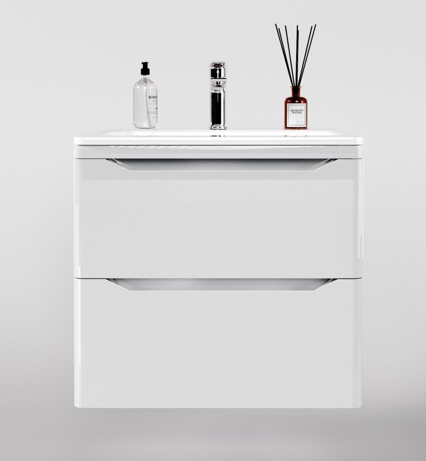 Тумба подвесная "Марелла 60" (2 ящ.) Люкс антискрейтч белый глянец, PLUS