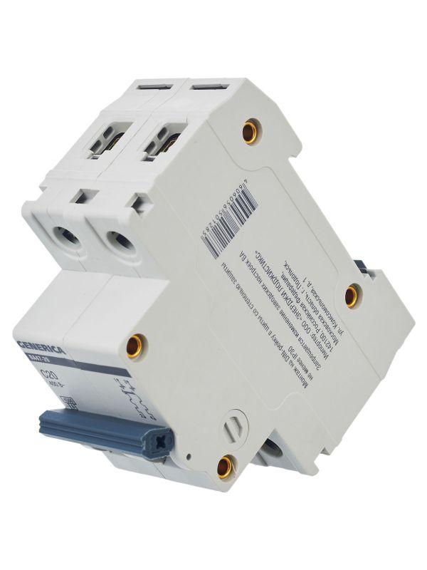 Выключатель автоматический модульный 2п C 20А 4.5кА ВА47-29 GENERICA MVA25-2-020-C