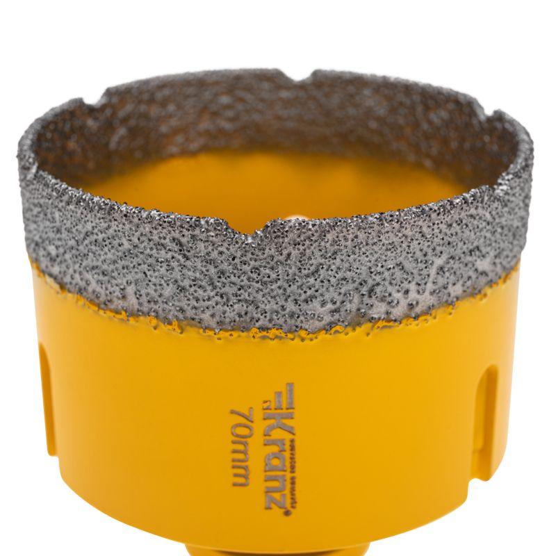 Коронка алмазная профессиональная по керамограниту и железобетону М14 вакуумное спекание 70мм для УШМ Kranz KR-92-1026