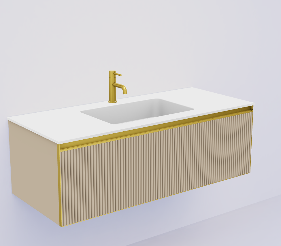 QUATRO 1 120CM тумба рифл DAPHNE профиль MATT GOLD + внутр. подсв.