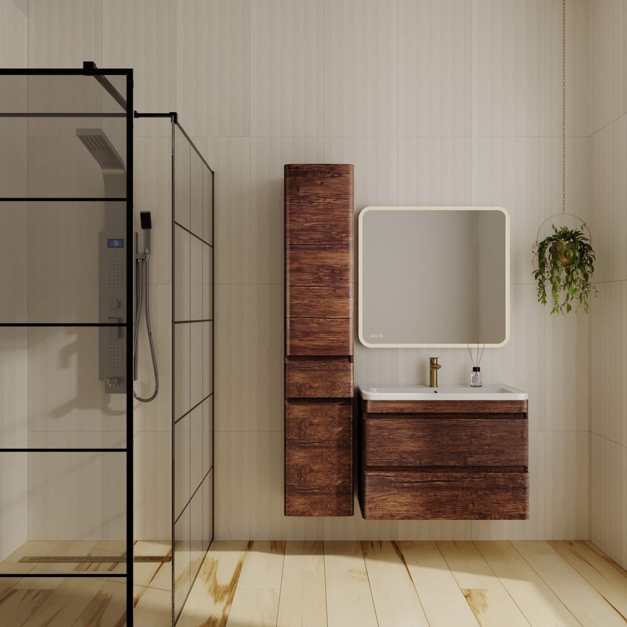 Тумба подвесная "Атлантика 80", Люкс старое дерево, PLUS