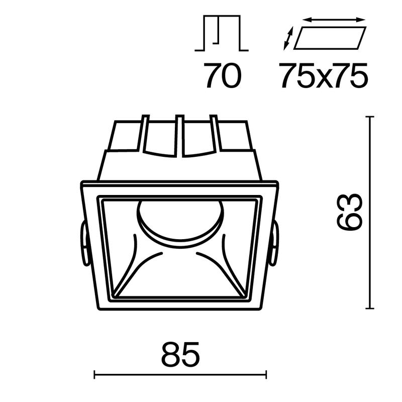 Светильник Alfa LED 1х15Вт 3000К 36град. Dim Triac встраив. Maytoni DL043-01-15W3K-D-SQ-WB
