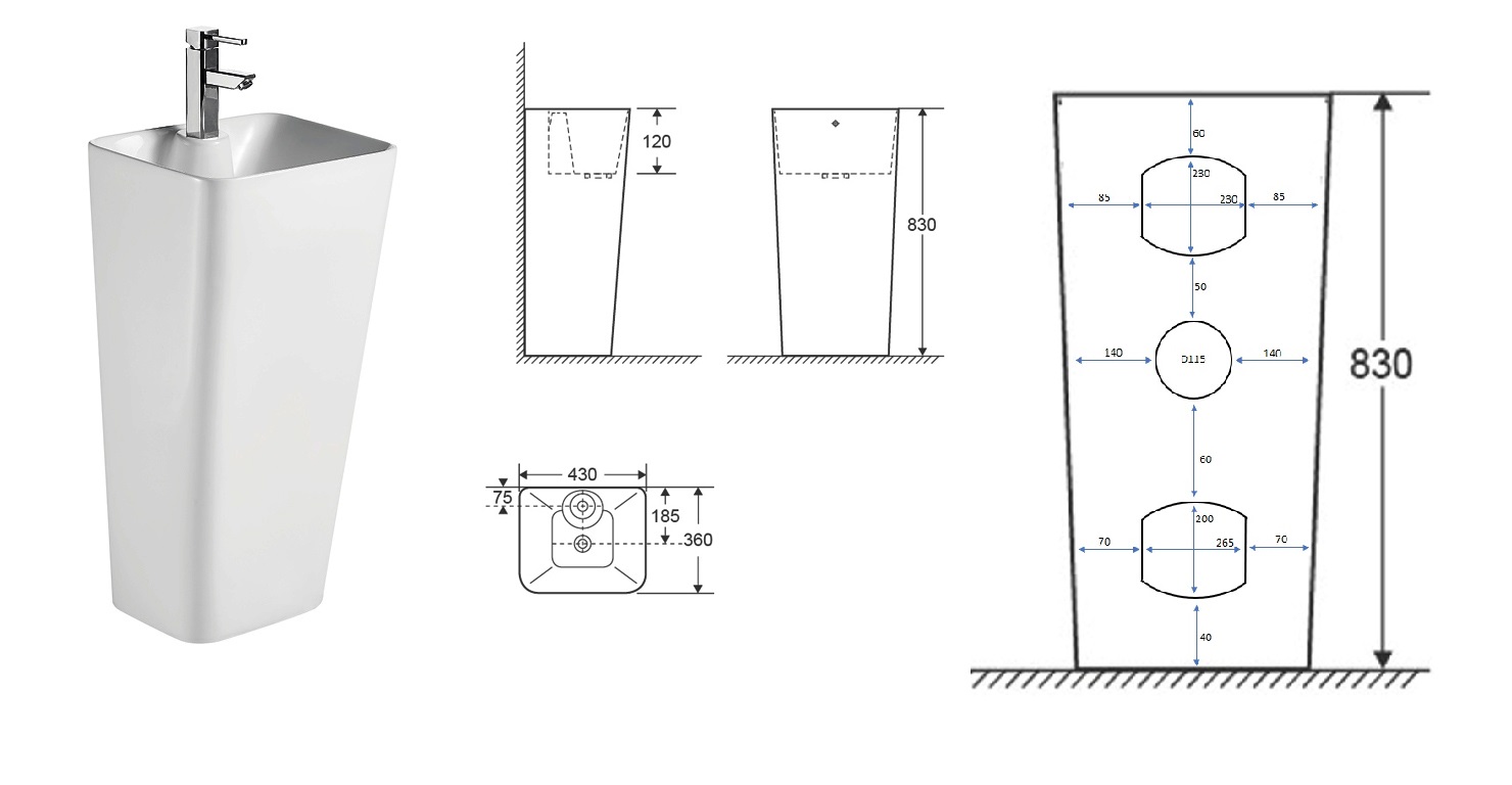 Раковина DORRIS напольная Ceruttispa  430x360x830