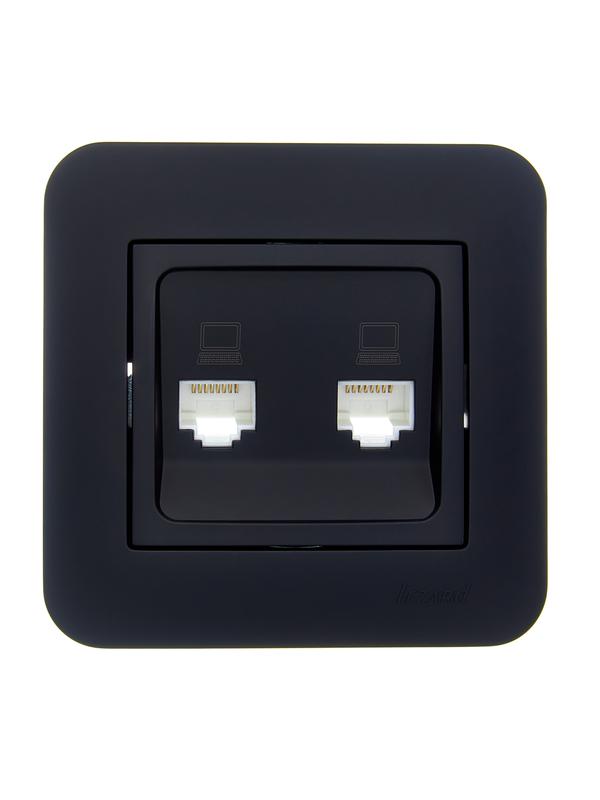 Розетка компьютерная 2-м СП ASTI IP20 RJ45 в сборе черн. бархат LEZARD 7081-4242-141
