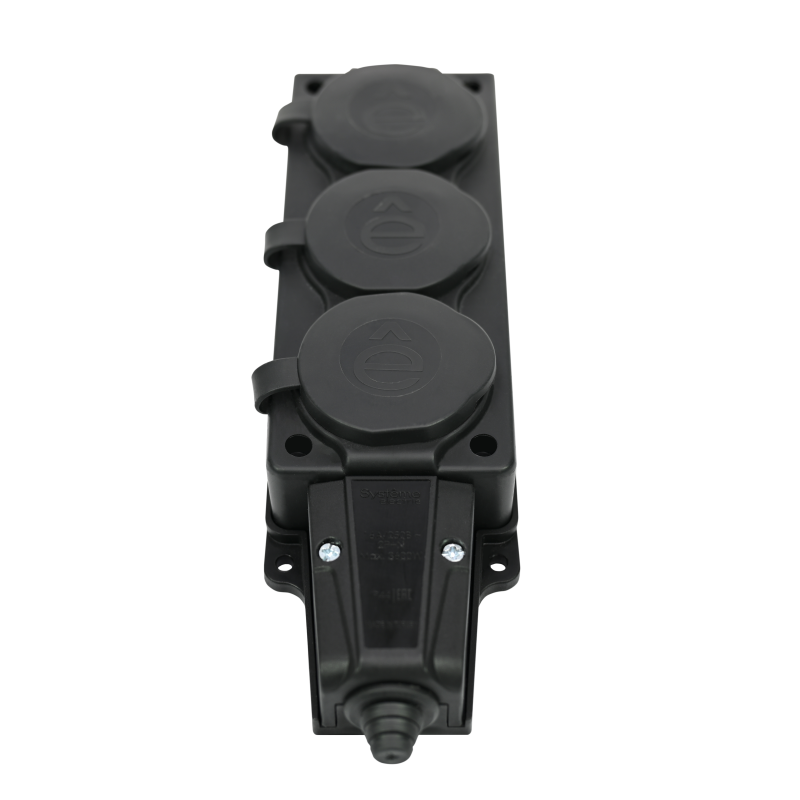 Колодка удлинителя 3-м MultiSet 16А 250В IP44 с заземл. каучук черн. SE MST4103BK