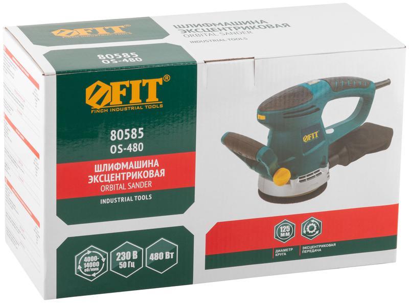 Машина шлифовальная эксцентриковая 480Вт 4000-14000об/мин; 125мм; липучка FIT 80585