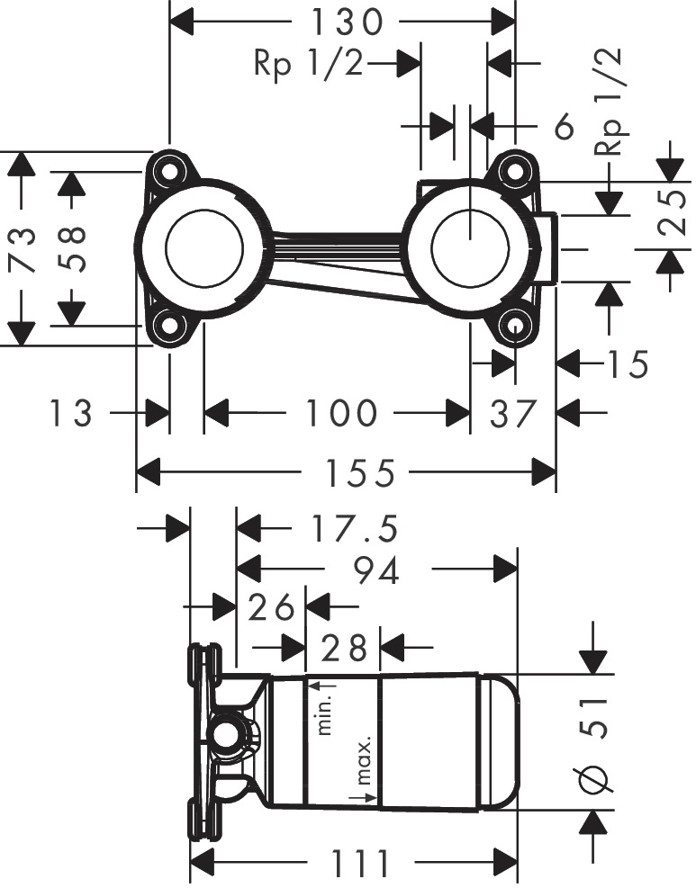 Скрытая часть Hansgrohe 13622180