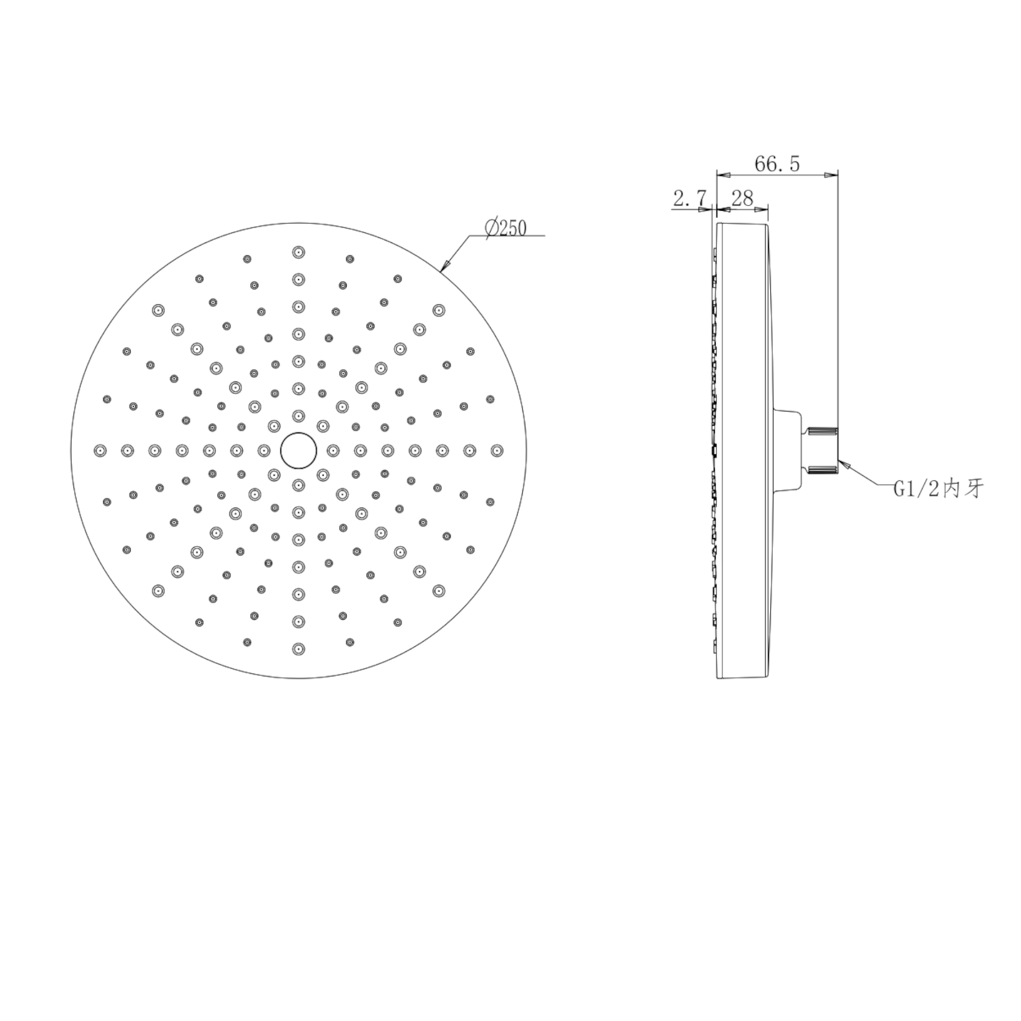 Верхний душ Savol SK-DP08, черный
