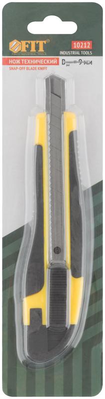 Нож технический 9мм усиленный прорезиненный FIT 10212