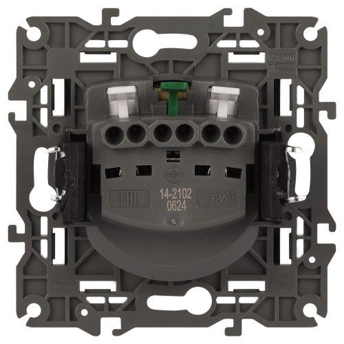 Розетка 1-м СП Эра Elegance 14-2102-05 16А IP20 16AX 250В 2P+E Schuko защ. шторки антрацит Эра Б0034276