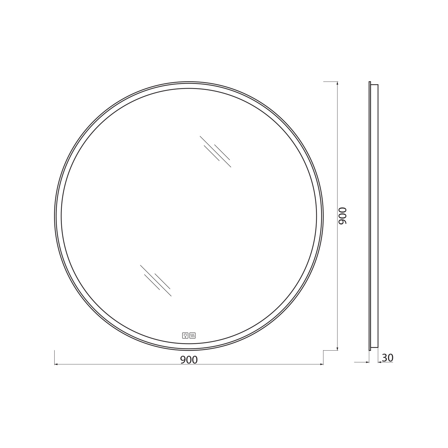 Зеркало BelBagno SPC-RNG-900-LED-TCH-WARM