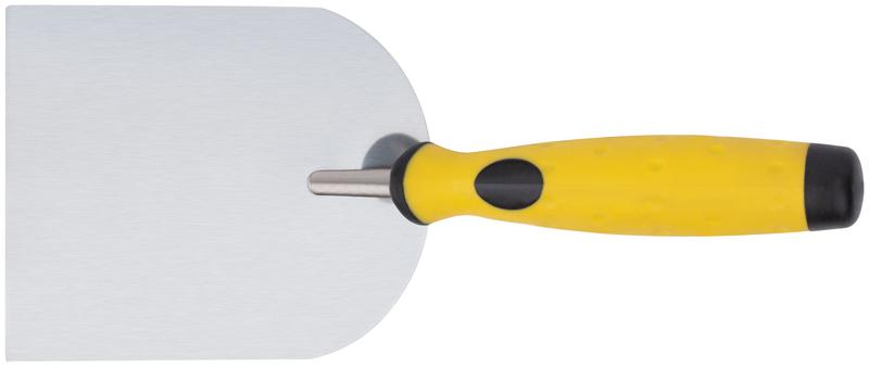 Мастерок нержавеющий мягкая ручка профи "лопатка" 100мм FIT 05083