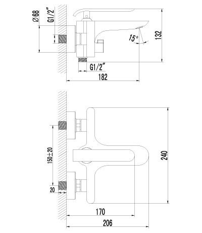 Смеситель для ванны Lemark Melange (LM4914CW)