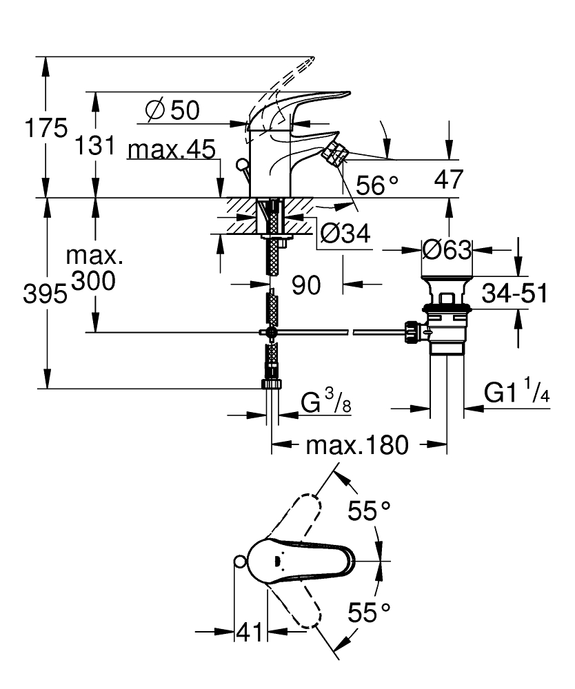 Смеситель Grohe Euroeco 23263000 для биде