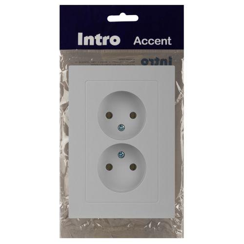 Розетка 2-м СП Accent 6-204-01 16А IP20 250В 2P AL/CU бел. Intro Б0063447