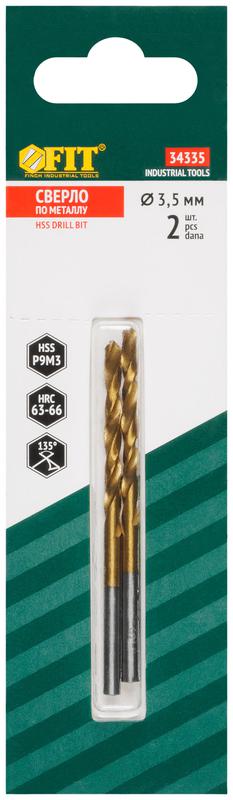 Сверло HSS по металлу титановое покрытие в блист. 3.5мм (уп.2шт) FIT 34335