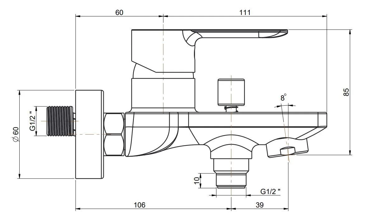 Смеситель SONATA для ванны, хром