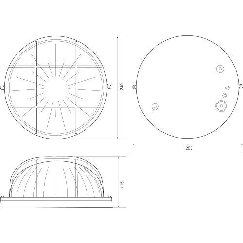 Светильник НБП 03-100-002 1х100Вт E27 IP54 акватермо алюм./стекло D240 круг черн. с решеткой Эра Б0063876