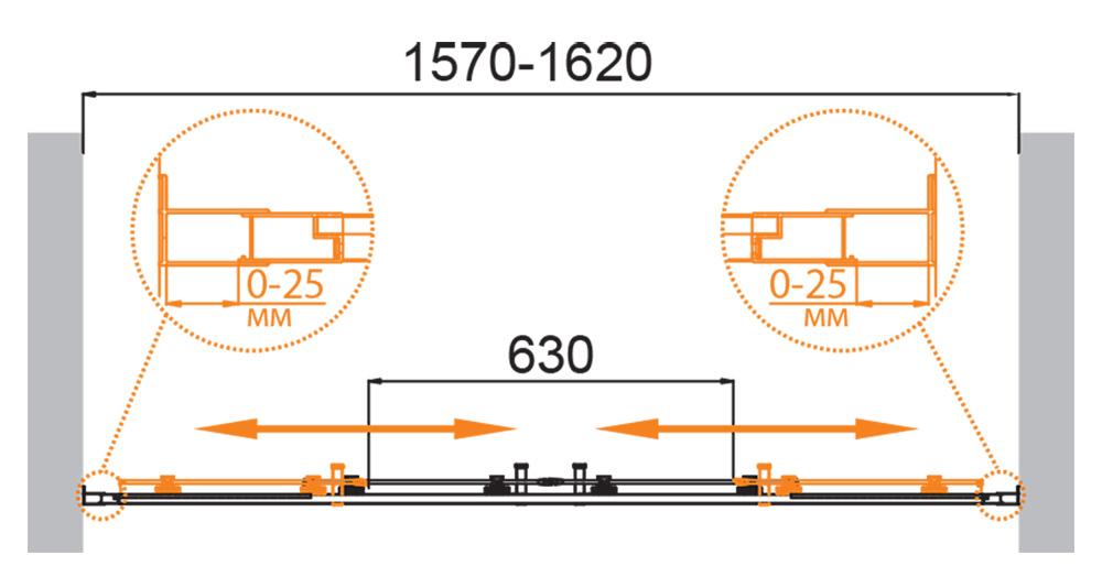 Душевая дверь CEZARES MOLVENO-BF-2-160-C-Cr-IV