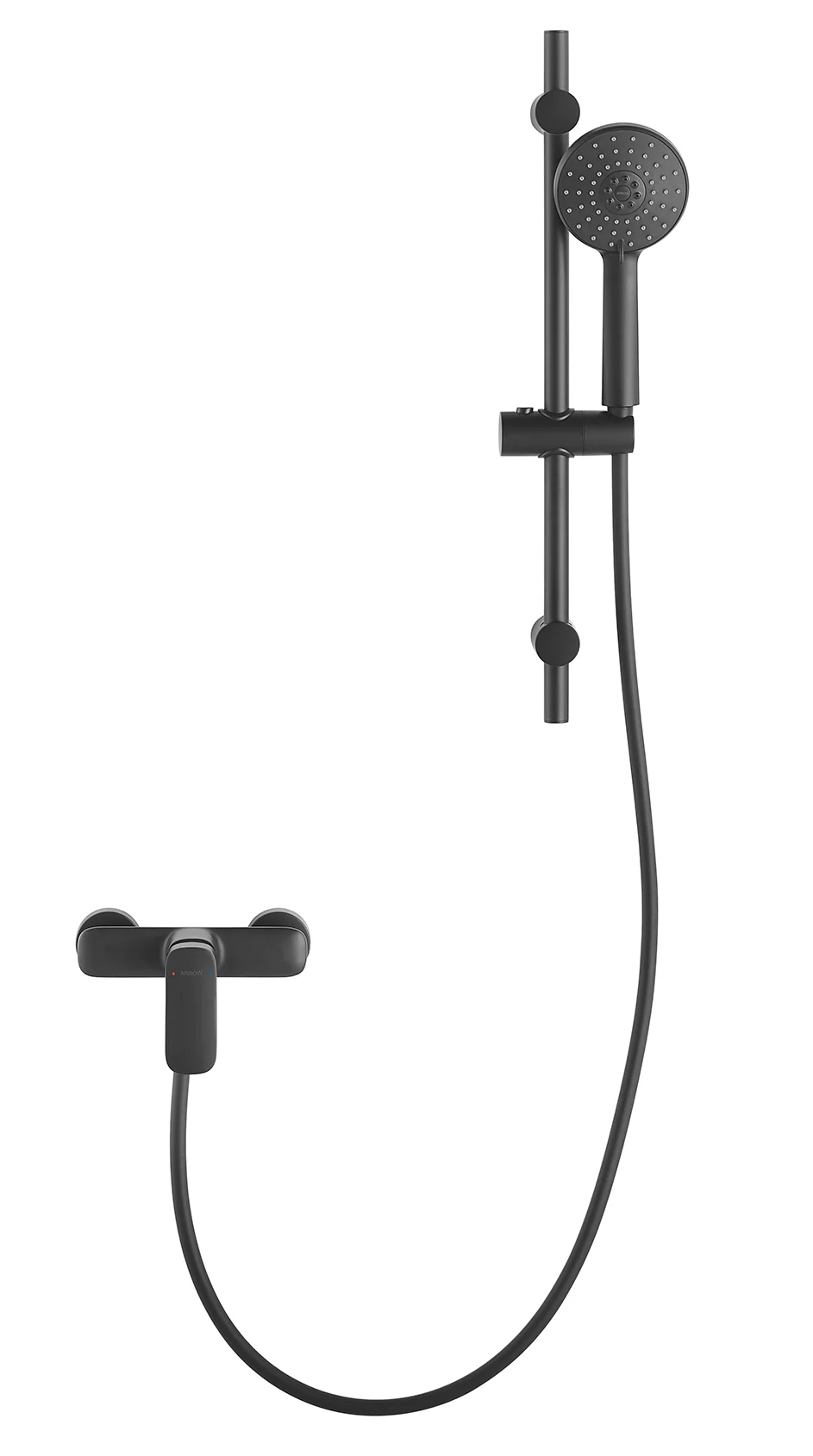 Смеситель для душа ARROW AG3503MB-TZ с душевым гарнитуром и штангой, черный матовый