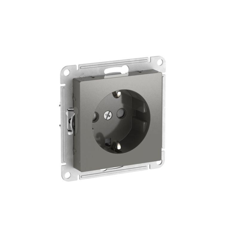 Розетка AtlasDesign 16А с заземл. защ. шторки быстрозажим. клем. механизм сталь SE ATN000945S