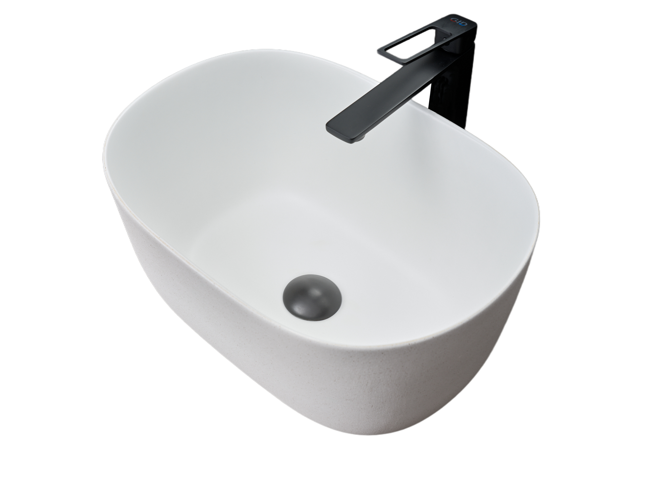 Раковина Gid N9302wg 51220 накладная белая матовая / белая графит 45x32x22