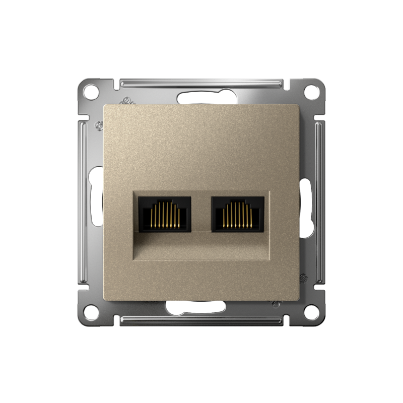 Розетка компьютерная 2-м AtlasDesign RJ45 кат.5E механизм шампань SE ATN000585