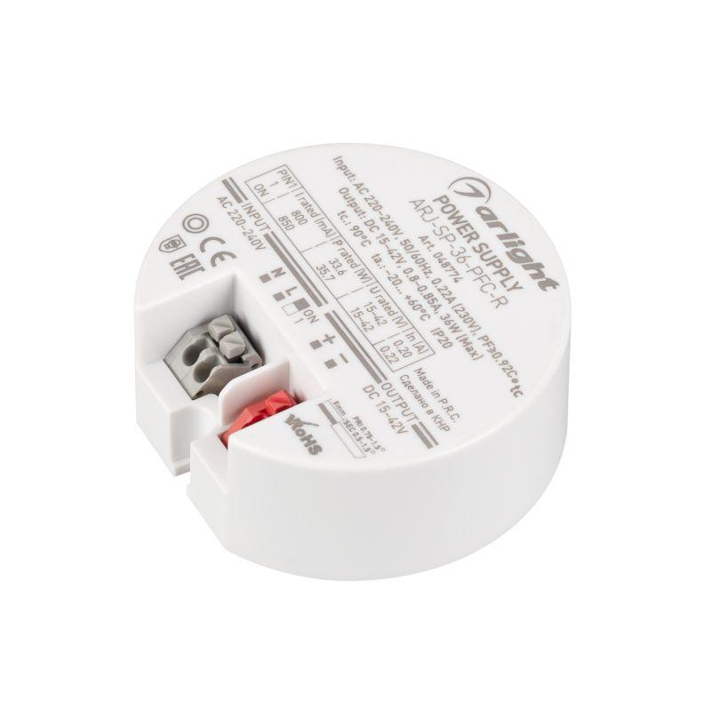 Блок питания ARJ-SP-36-PFC-R 36Вт 15-42В 0.8-0.85A IP20 пластик Arlight 048774