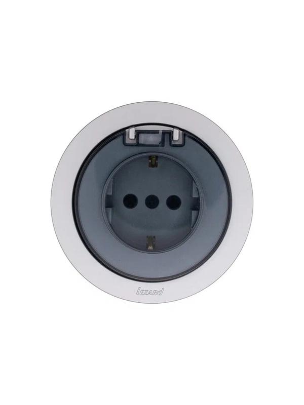 Розетка 1-м СП OSEN с заземл. с крышкой ПБТ механизм сер. матов. LEZARD 743-7488-123B