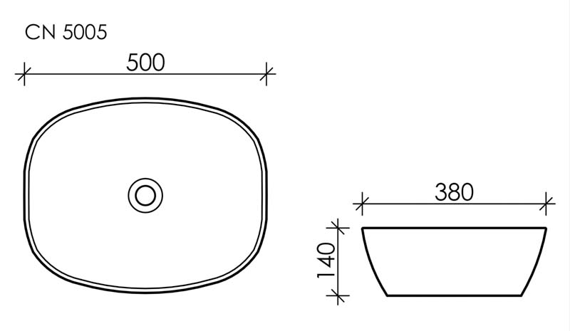 Умывальник чаша накладная овальная Element 500*380*140мм, CN5005