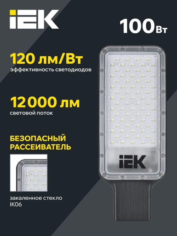 Светильник светодиодный ДКУ 1011-100Ш 5000К IP65 консольный IEK LT-DKU1-1011-100-50-K03