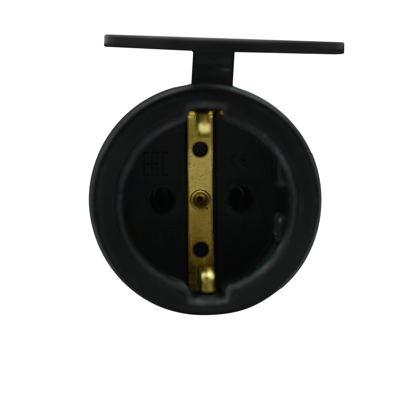 Розетка 1-м MultiSet 16А 250В IP44 с заземл. каучук черн. SE MST4002BK