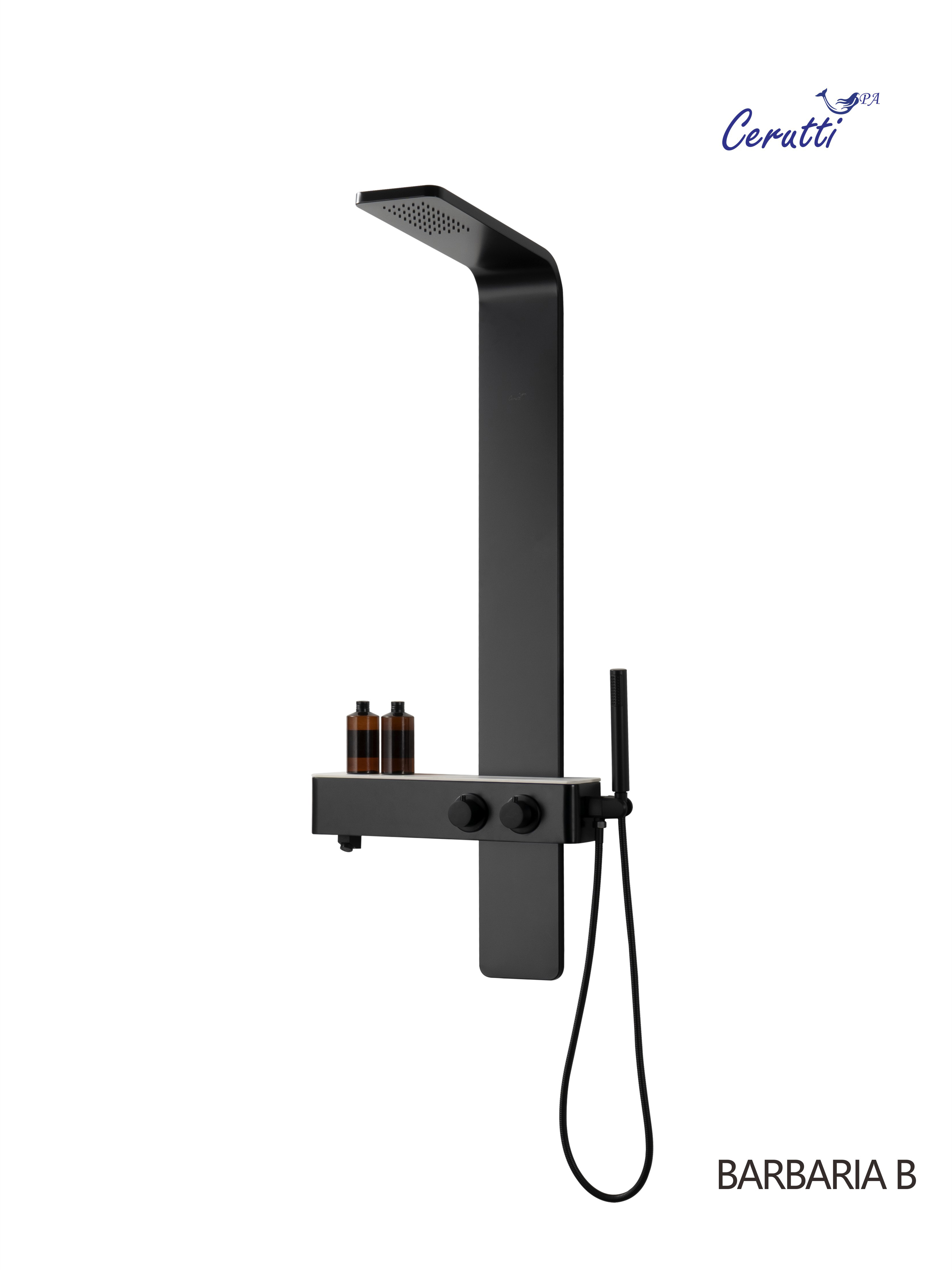 Панель BARBARIA B душевая из нержавеющей стали Ceruttispa CT9657, цвет черный