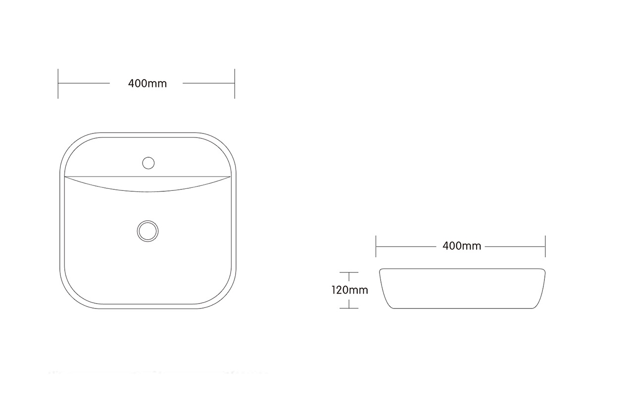 Раковина CR0075 накладная, белая, квадратная, с отверстием под смеситель 400х400х120 Ceruttispa