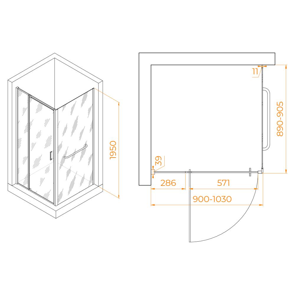Душевой уголок RGW PA-078-1 (RGW PA-008 + Z-060-2), 3508078199-11