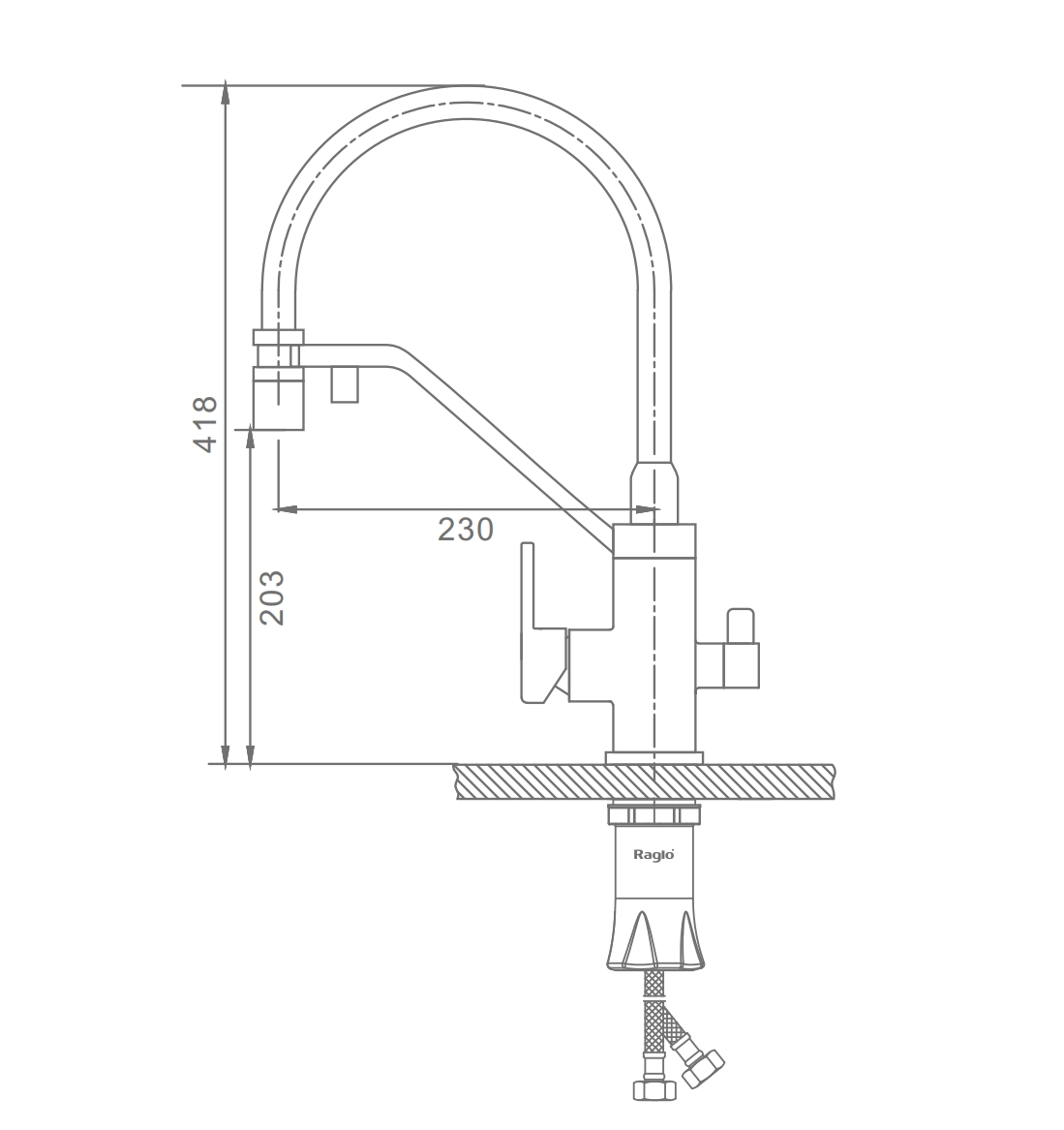 Смеситель для кухни с подключением фильтра Raglo R85.62.03, золотой сатин