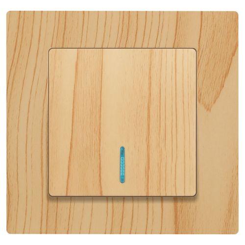 Выключатель 1-кл. СП Accent 6-102-11 10А IP20 250В с подсветкой AL/CU сосна Intro Б0063439