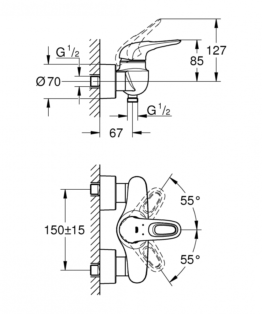 Смеситель Grohe Eurostyle 33590003 для душа