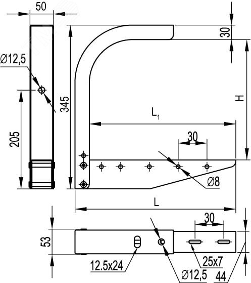 Скоба CS на лоток с основанием 400мм