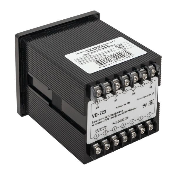 Вольтметр цифровой VD-723 на панель 72х72 трехфазный EKF vd-723