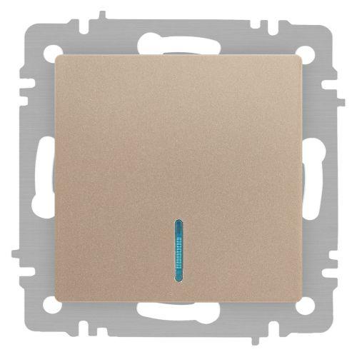 Выключатель 1-кл. СП Accent 6-102-04 10А IP20 250В с подсветкой AL/CU шампань Intro Б0063475