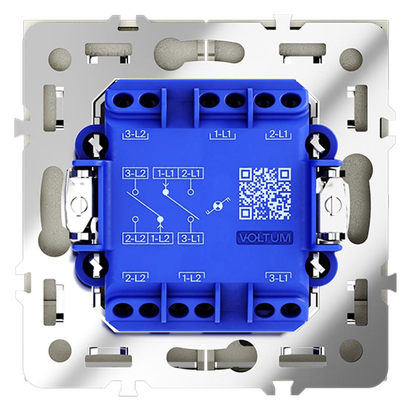 Переключатель проходной 2-кл. СП S70 10А с подсветкой механизм сталь Voltum VLS020405