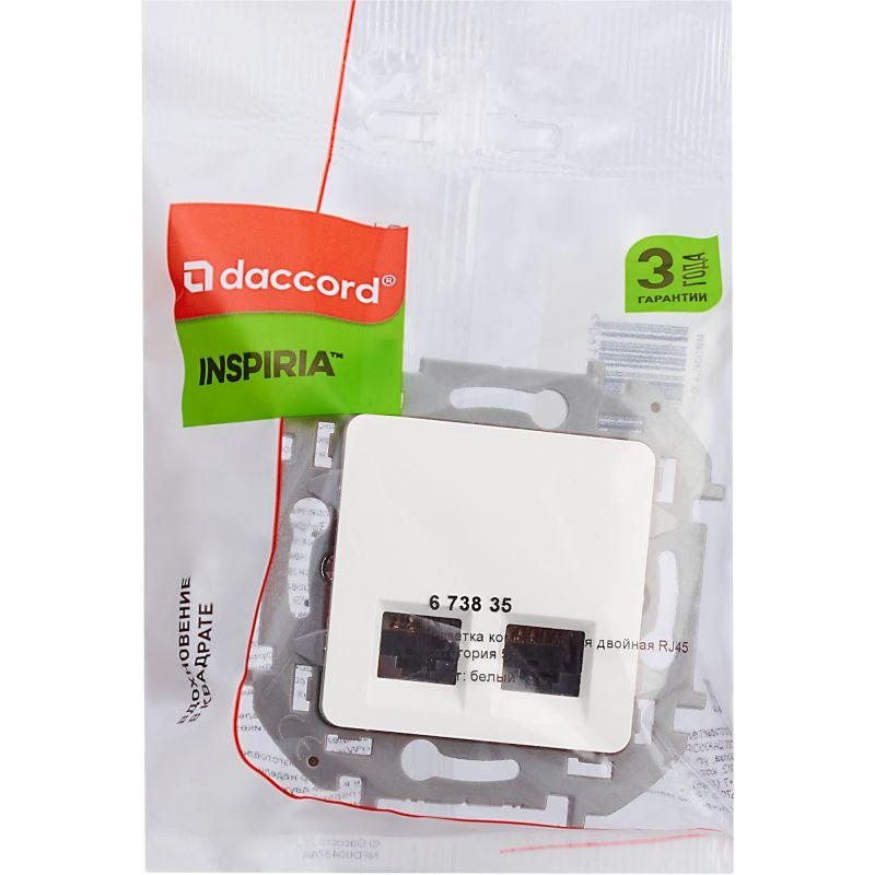 Розетка компьютерная 2-м Inspiria RJ45 кат.5E UTP бел. Leg 673835