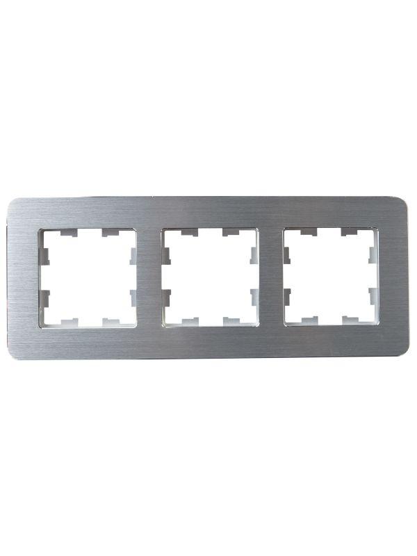 Рамка 3-м BRITE РУ-3-1-Бр метал. алюм. RE AL IEK BR-M32-M-21-K47