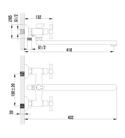 Смеситель для ванны Lemark Neo (LM2212C)