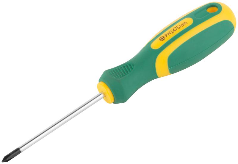 Отвертка "Контур" CrV сталь прорезиненная ручка 4х75мм РН1 FIT 55191